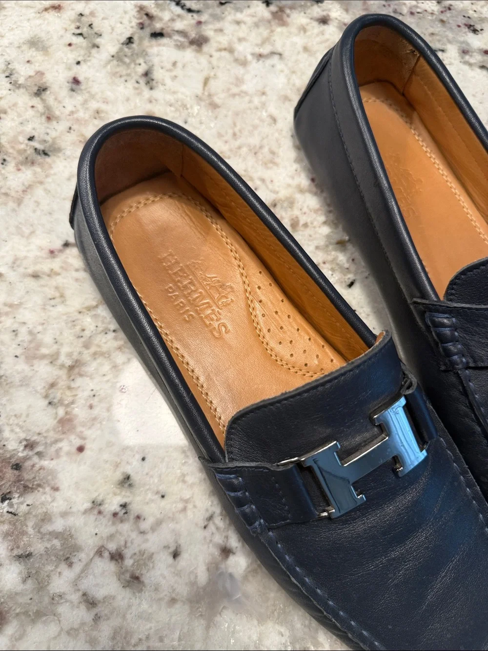 Hermes mens leather driving loafers